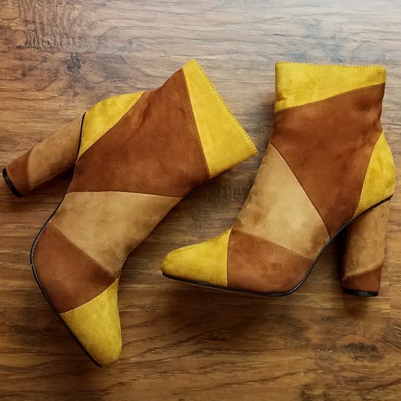 Cape Robbin Shoes - LAST 1! Mustard & Rust Faux Suede Booties Size 5.5